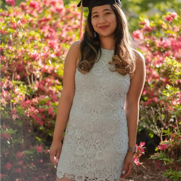 Lulu's light blue mid length floral dress - Picture 3 of 4